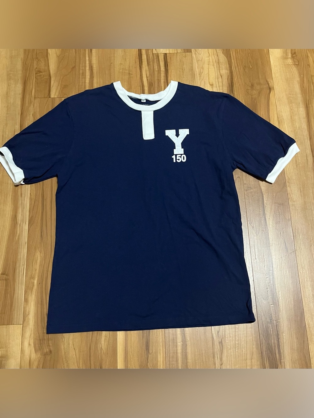 Sew Sporty Yale Crew 150th Anniversary Henley Shirt Size L Made in USA - Picture 2 of 9